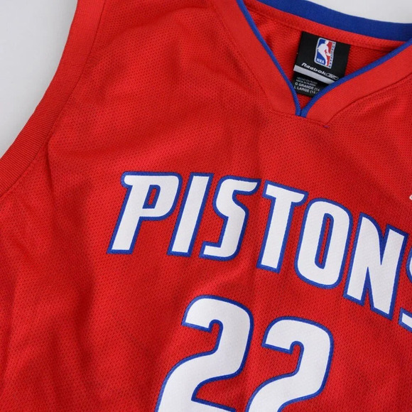 Reebok NBA Authentics Detroit Pistons #22 Prince Red Blue Basketball Jersey - Picture 9 of 13